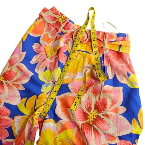 Farm Rio x Anthropologie Linen Blend Belted Floral Bermuda Shorts, Relaxed,Small - Picture 7 of 11